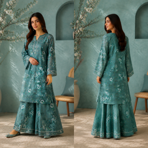 Printed & Mukesh Kari Work mint green 2 Pec Suit